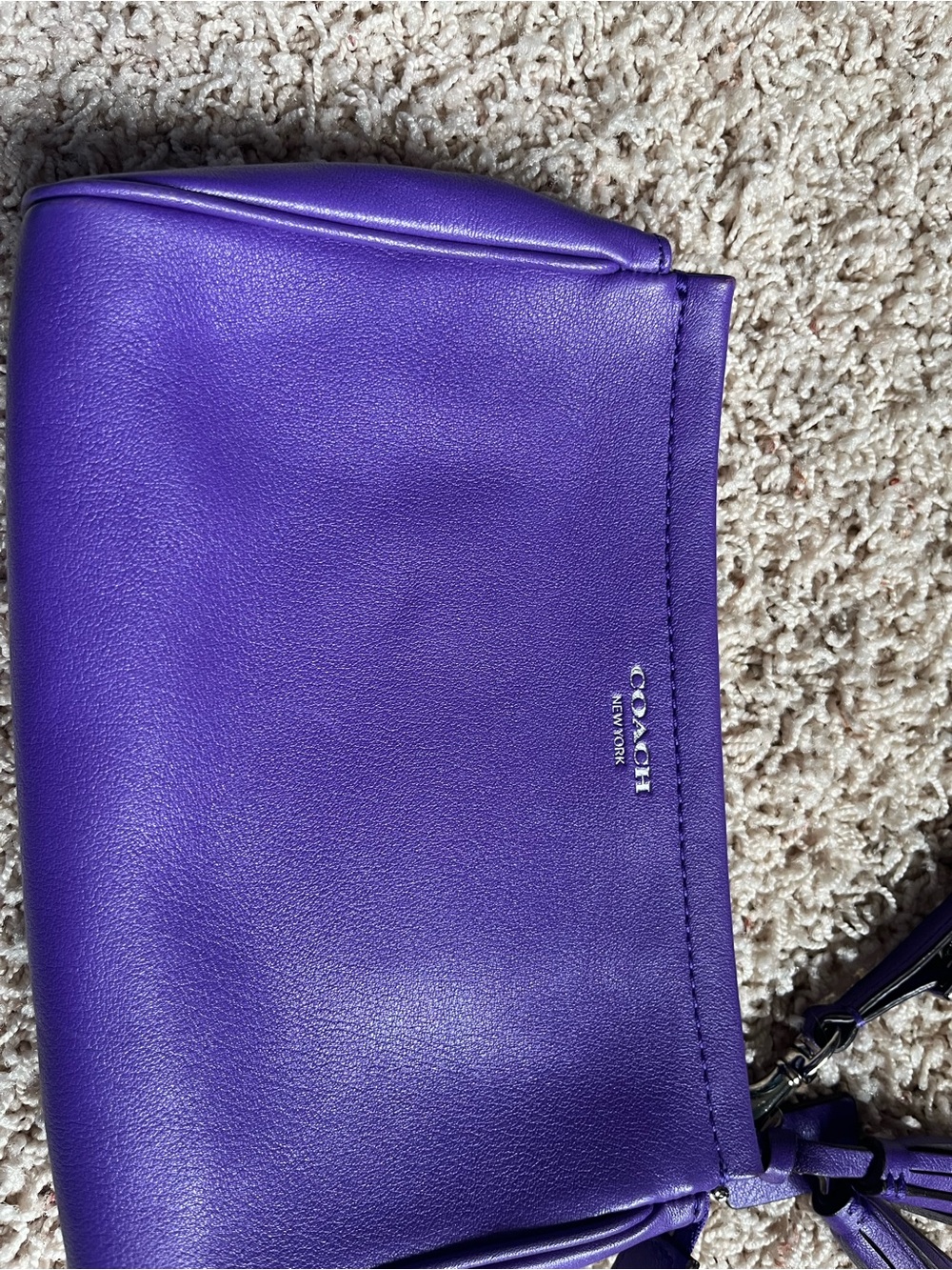 Coach Purple Leather Wristlet Clutch with Tassel